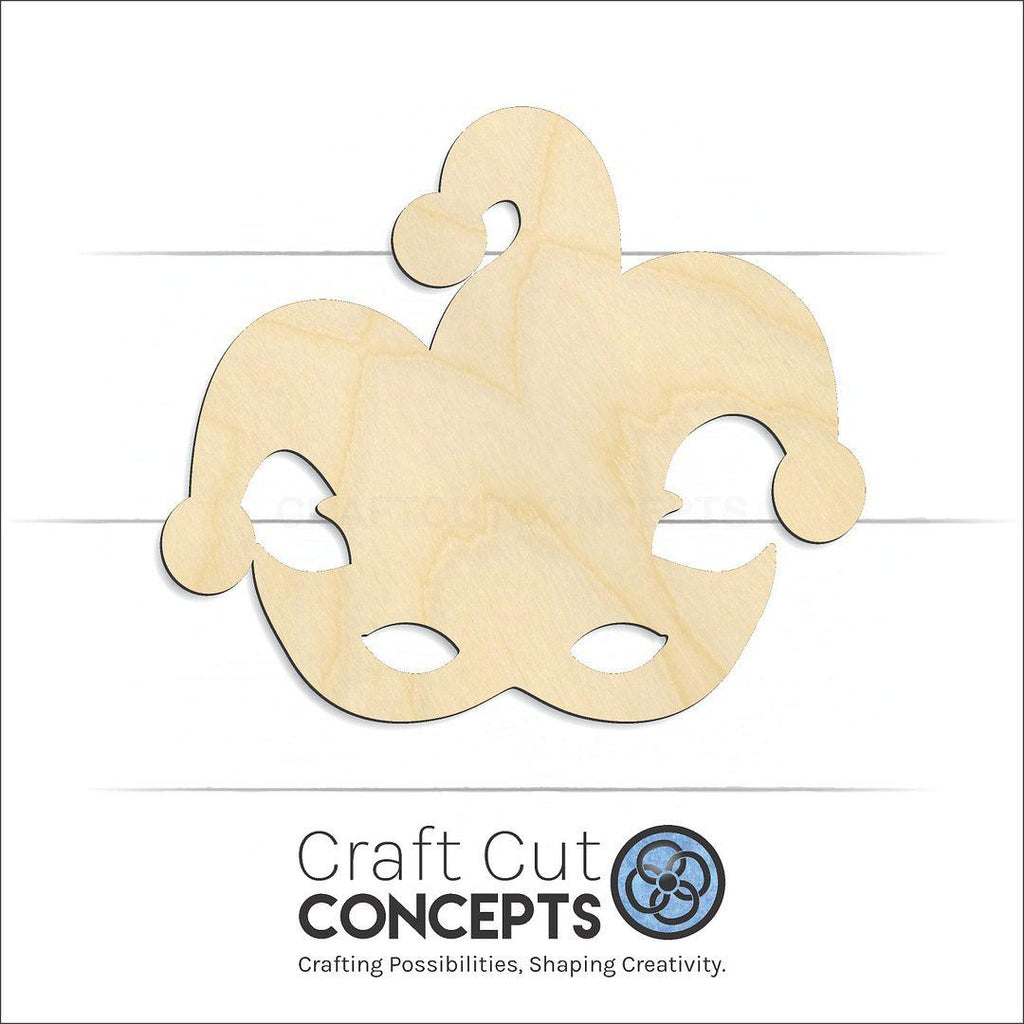 Craft Cut Concepts Logo under a wood Super Hero Mask craft shape and blank