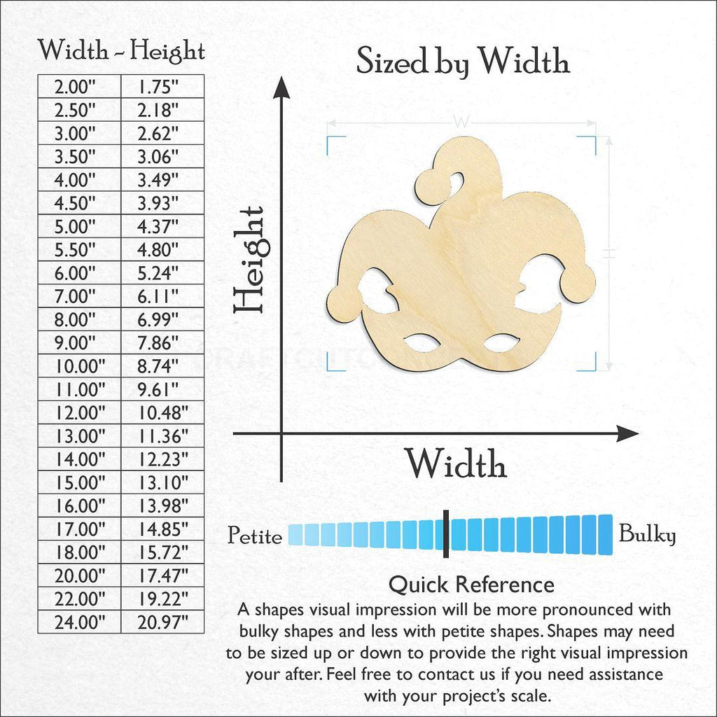 Sizes available for a laser cut Super Hero Mask craft blank