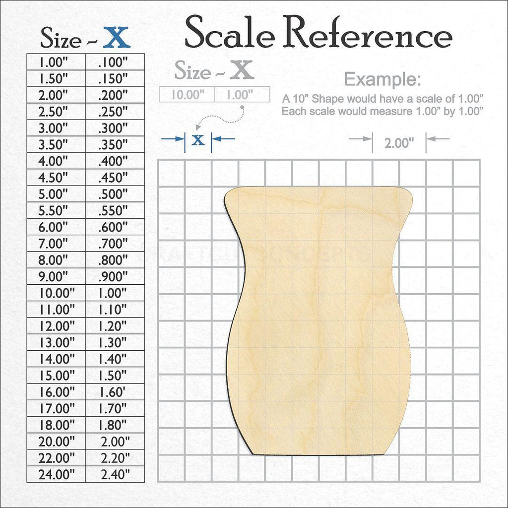 A scale and graph image showing a wood Vase craft blank