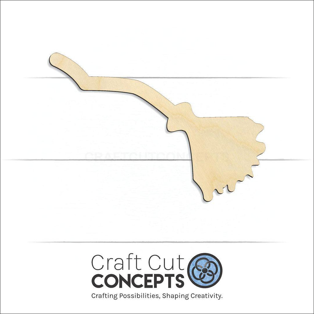 Craft Cut Concepts Logo under a wood Crooked Broom Stick craft shape and blank