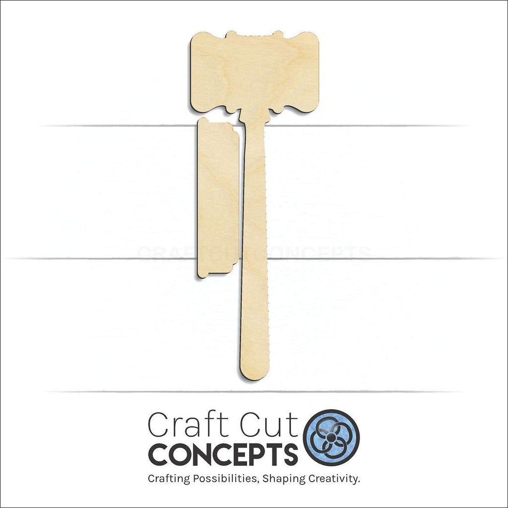 Craft Cut Concepts Logo under a wood Gavel craft shape and blank