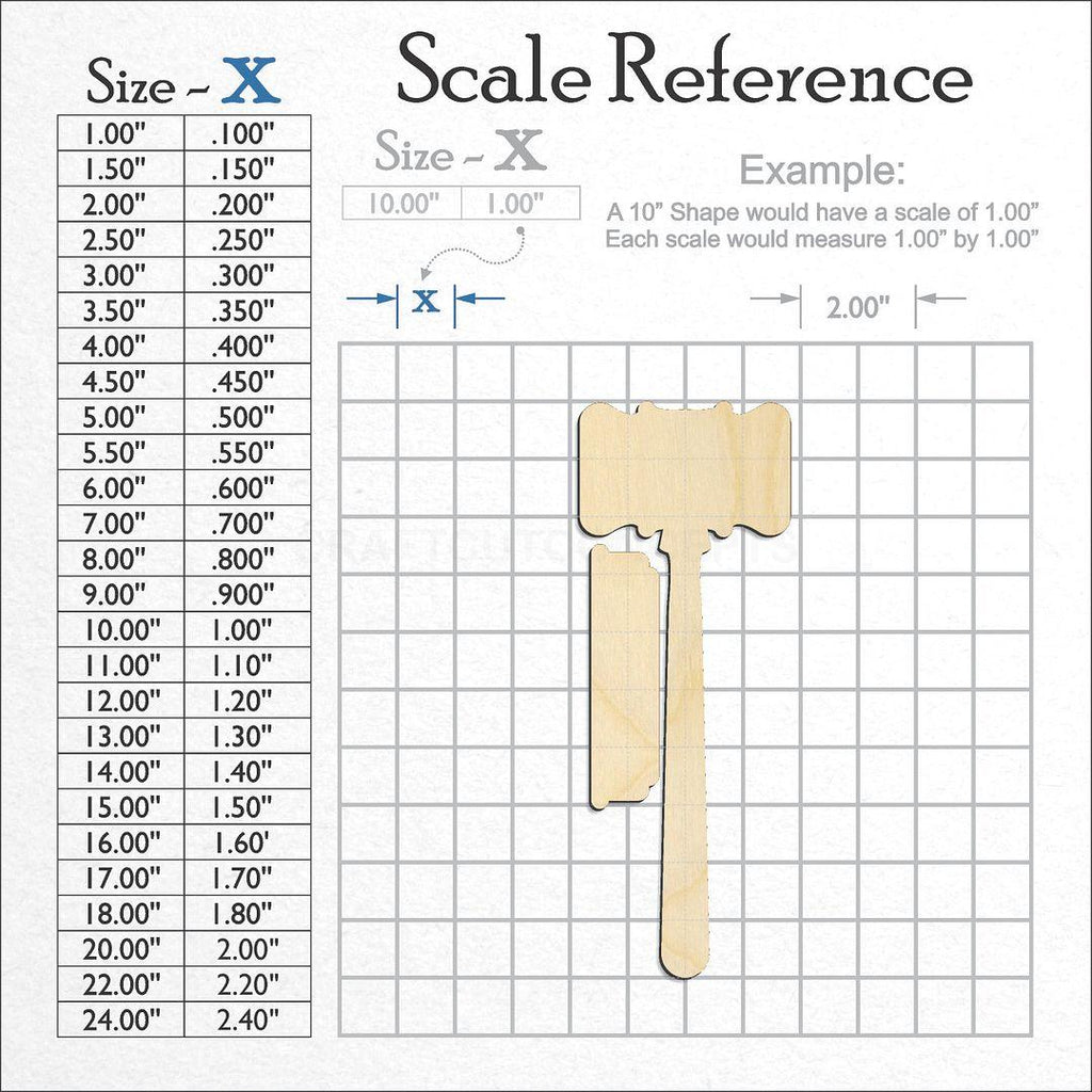 A scale and graph image showing a wood Gavel craft blank