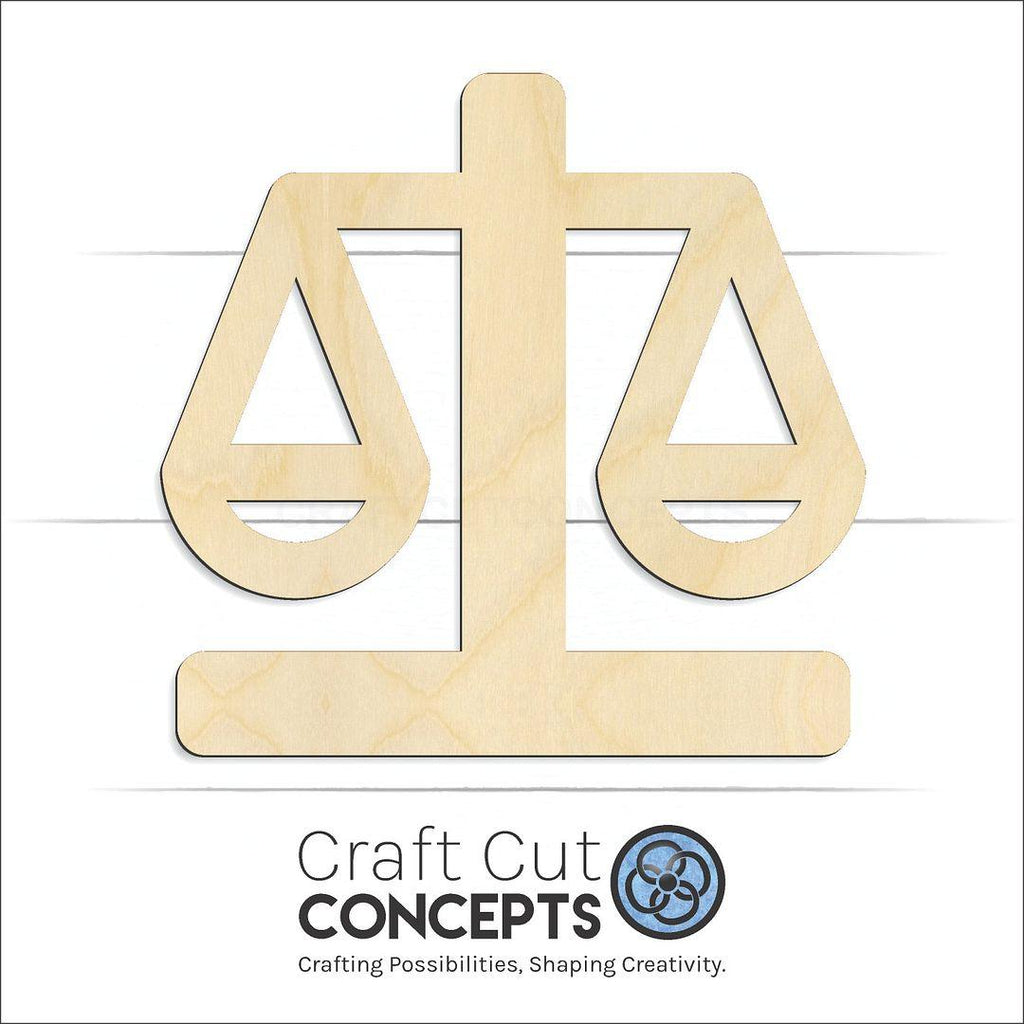 Craft Cut Concepts Logo under a wood Legal Scale craft shape and blank