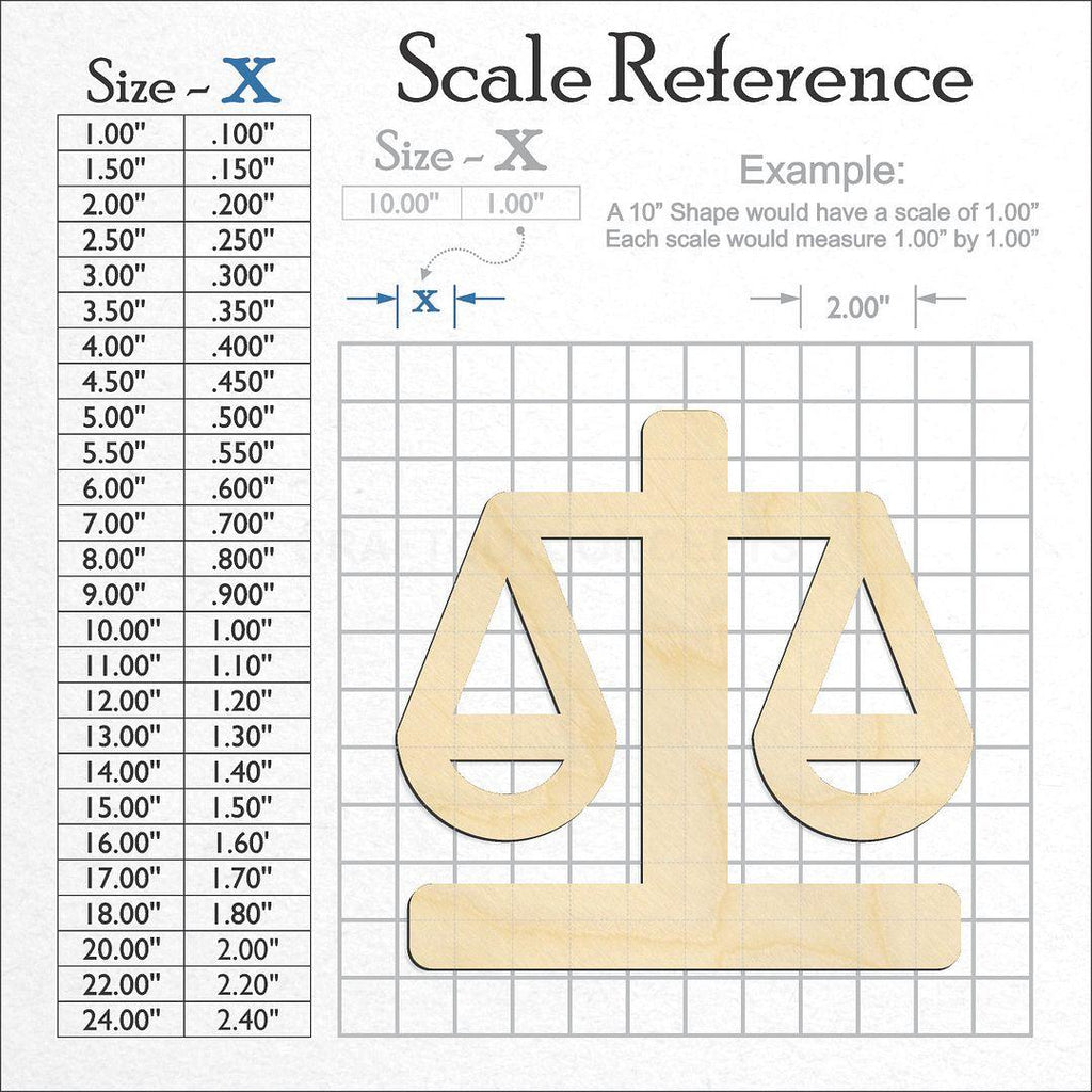 A scale and graph image showing a wood Legal Scale craft blank