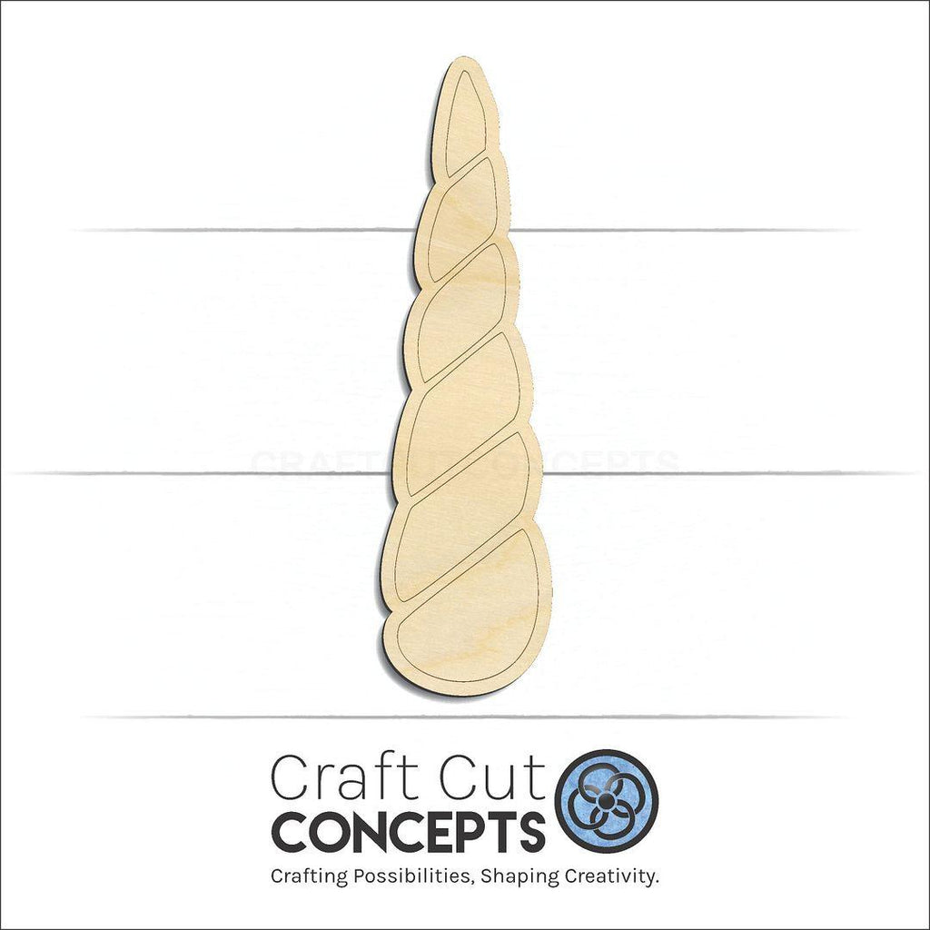 Craft Cut Concepts Logo under a wood Unicorn Horn craft shape and blank