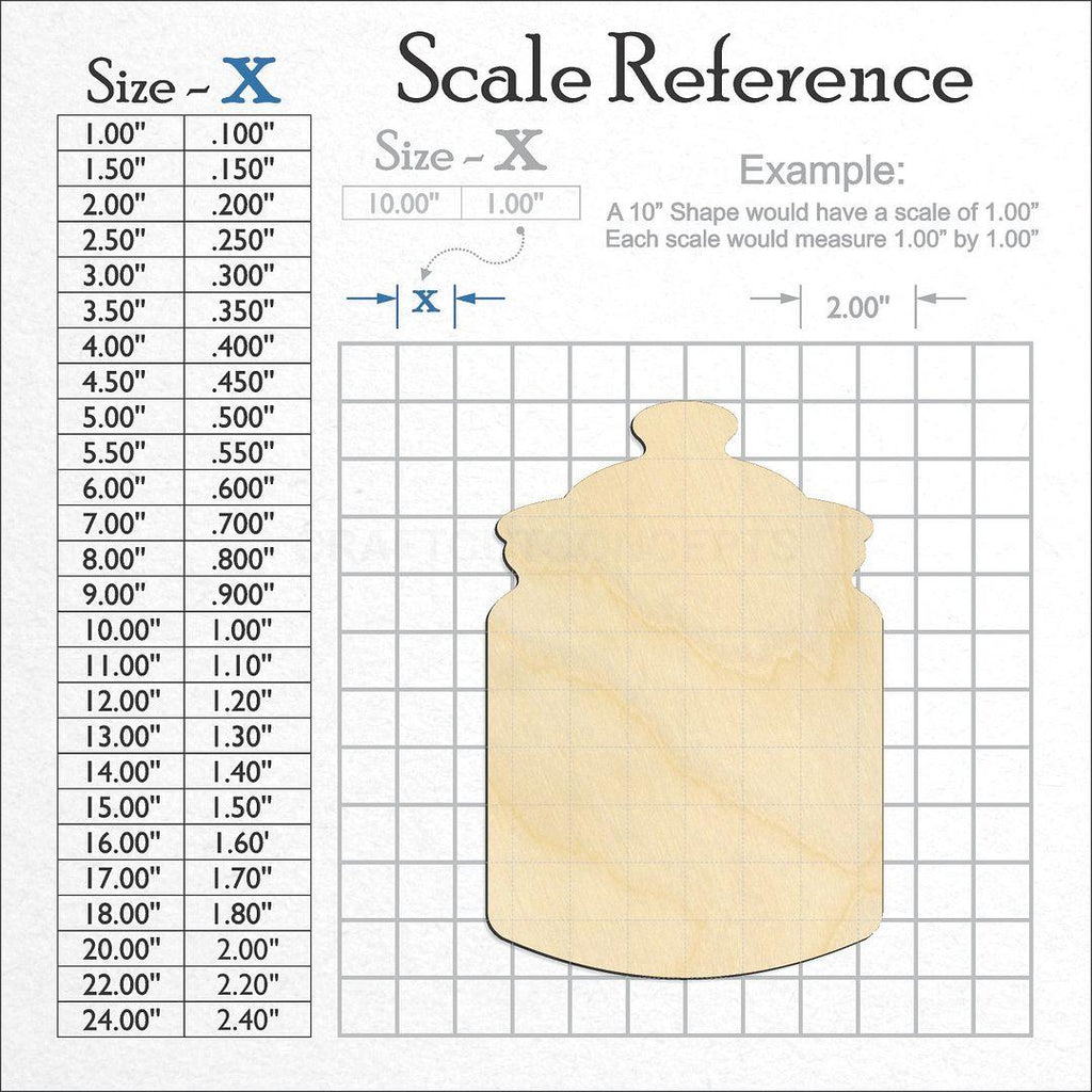 A scale and graph image showing a wood Spice Jar craft blank