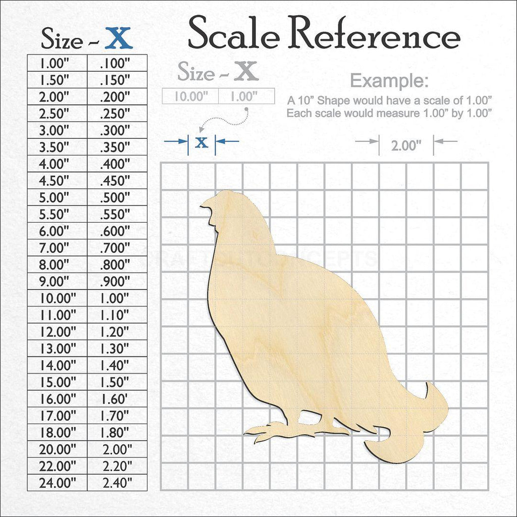 A scale and graph image showing a wood Grouse - Bird craft blank