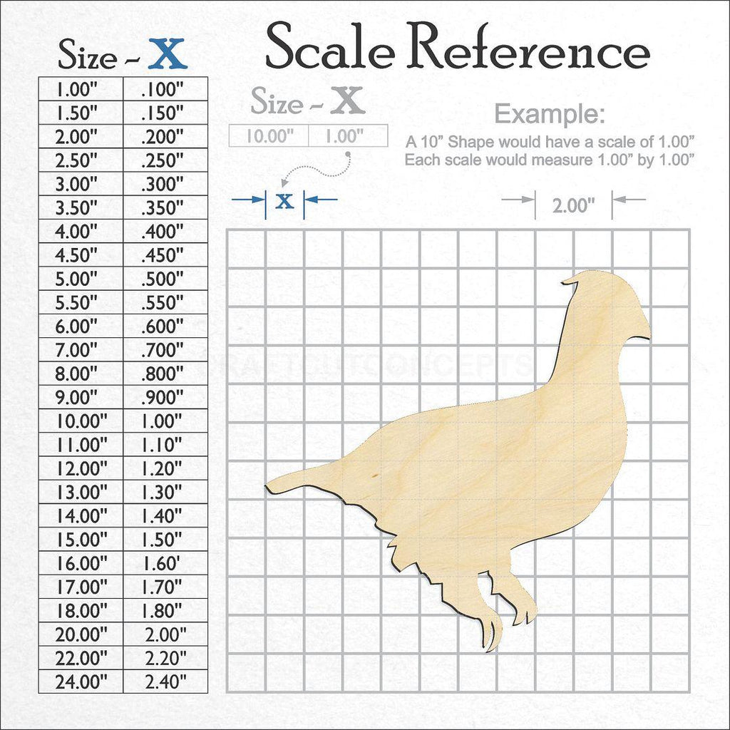 A scale and graph image showing a wood Grouse - Bird craft blank