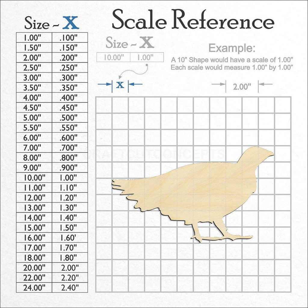 A scale and graph image showing a wood Grouse - Bird craft blank