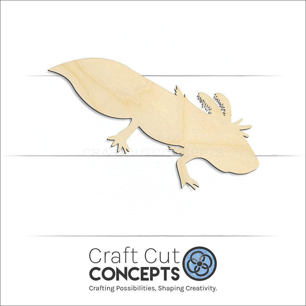 Craft Cut Concepts Logo under a wood Axolotl craft shape and blank