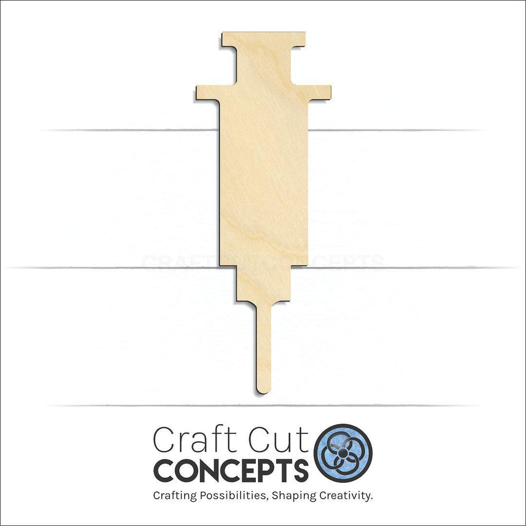 Craft Cut Concepts Logo under a wood Syringe craft shape and blank