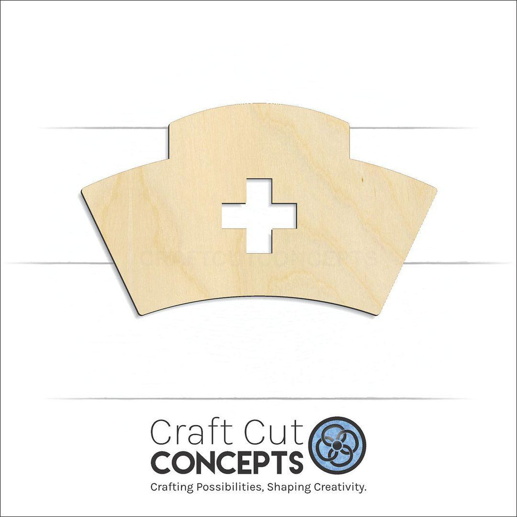 Craft Cut Concepts Logo under a wood Nurse Hat craft shape and blank