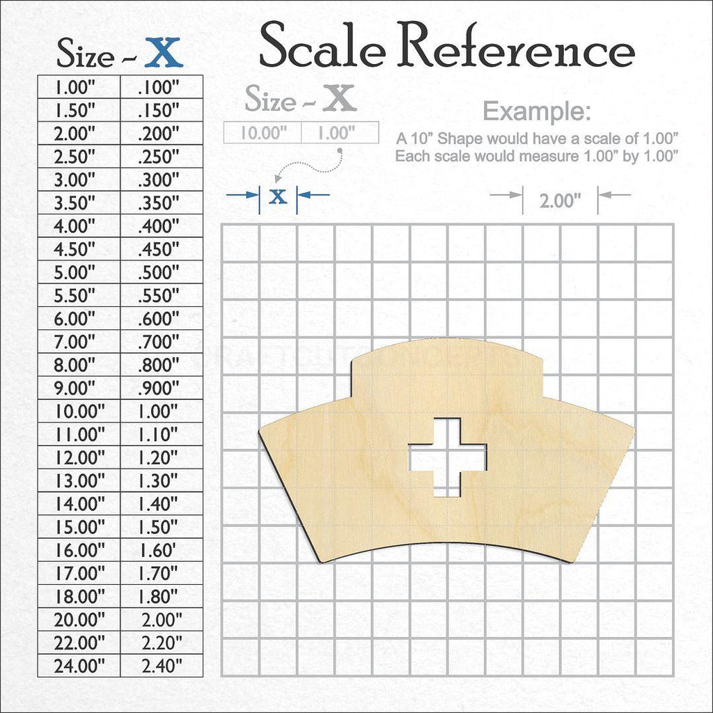 A scale and graph image showing a wood Nurse Hat craft blank