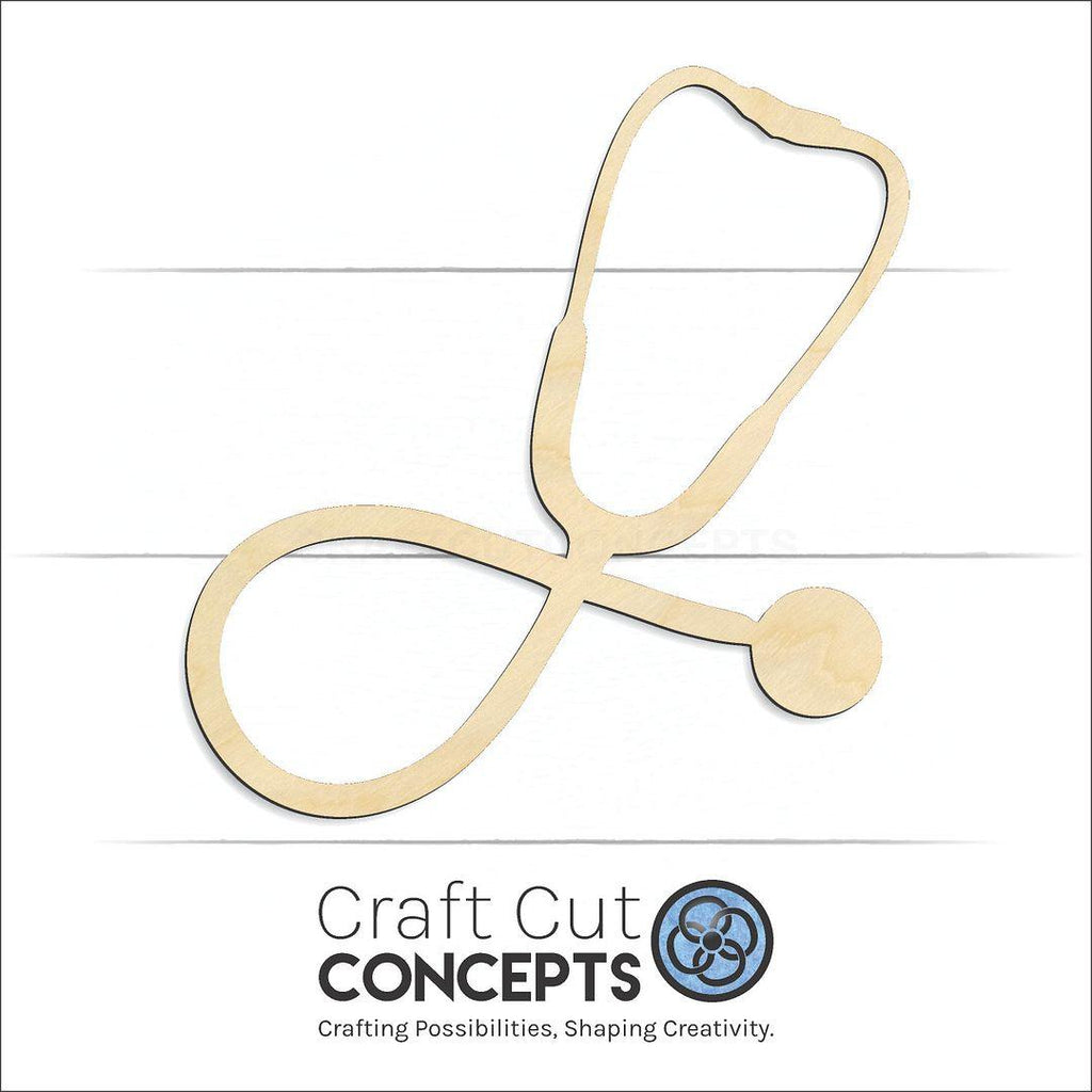 Craft Cut Concepts Logo under a wood Stethoscope craft shape and blank