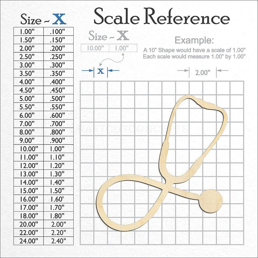 A scale and graph image showing a wood Stethoscope craft blank