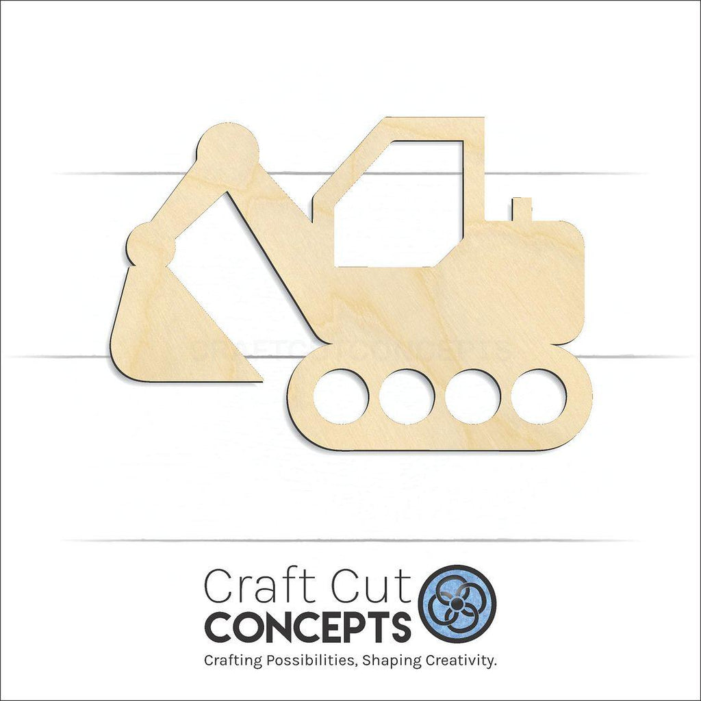 Craft Cut Concepts Logo under a wood Toy Excavator craft shape and blank