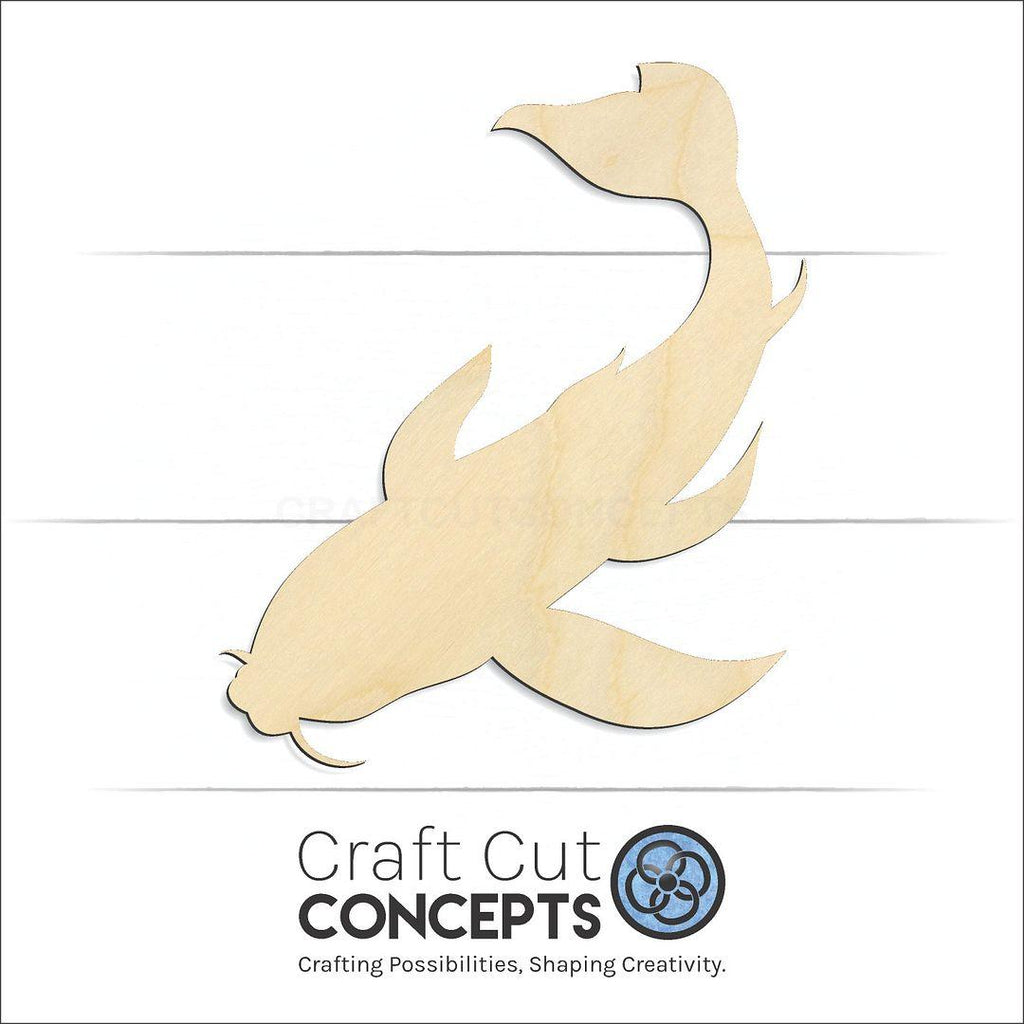 Craft Cut Concepts Logo under a wood Coy Fish craft shape and blank