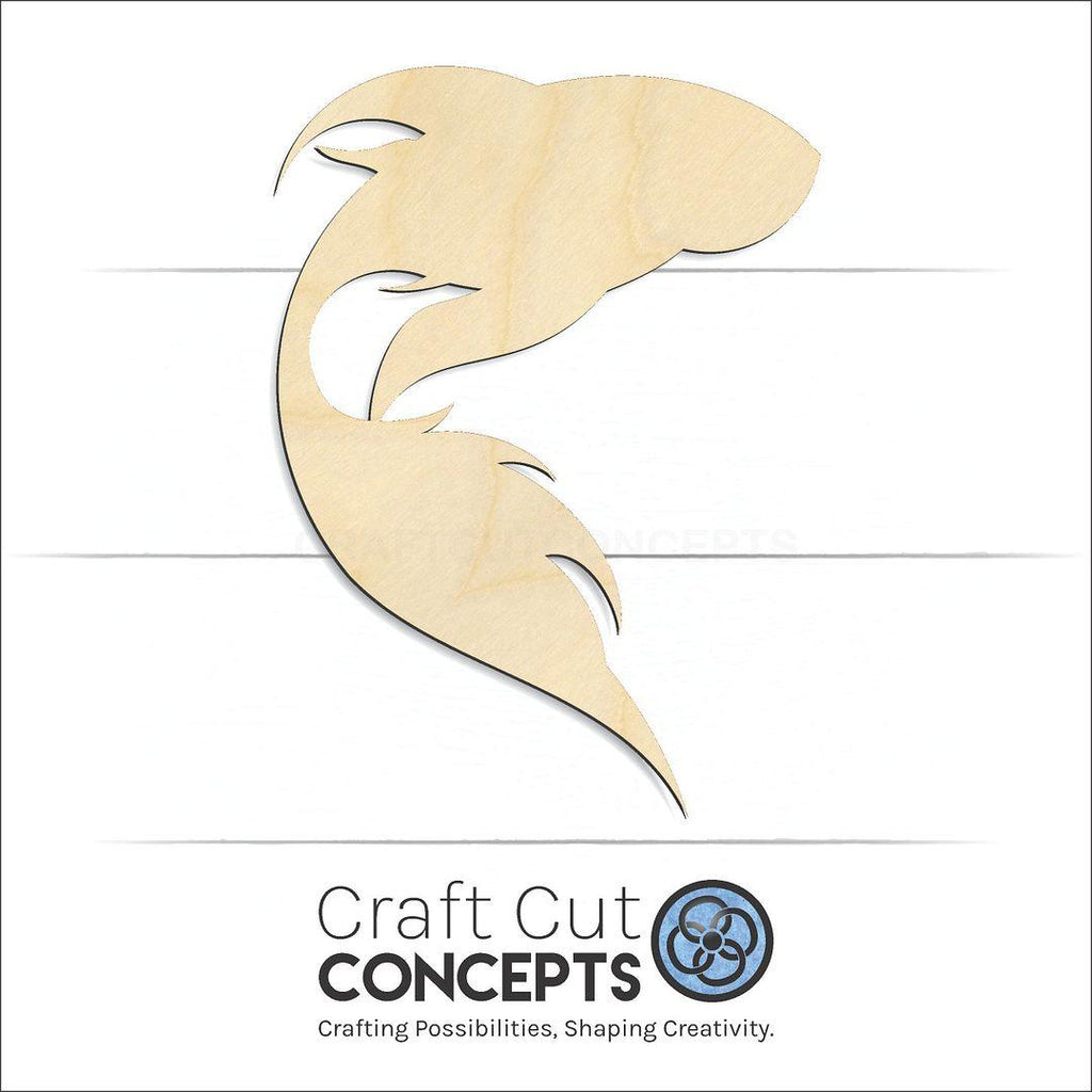 Craft Cut Concepts Logo under a wood Koi Fish craft shape and blank