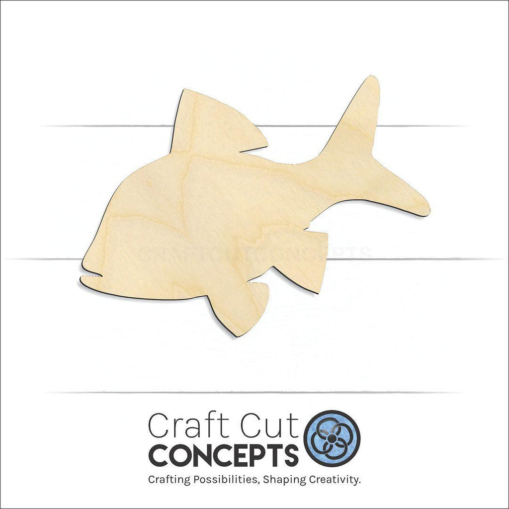 Craft Cut Concepts Logo under a wood Generic Fish craft shape and blank