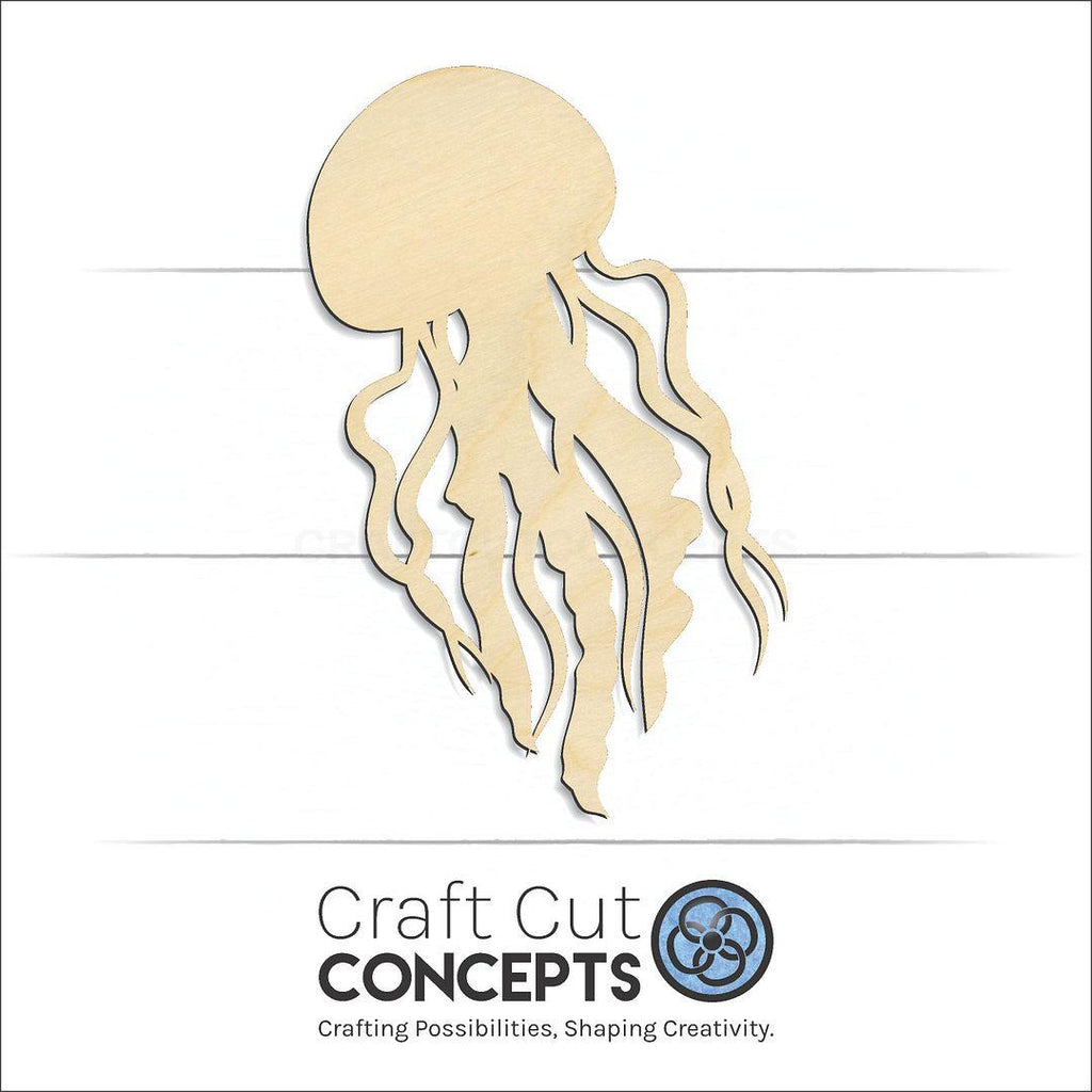 Craft Cut Concepts Logo under a wood Jelly Fish craft shape and blank