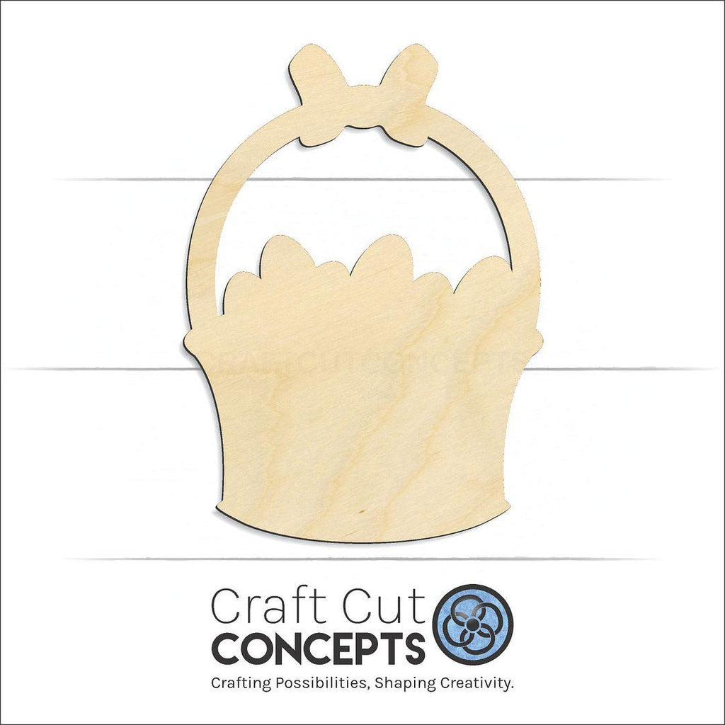 Craft Cut Concepts Logo under a wood Easter Basket craft shape and blank