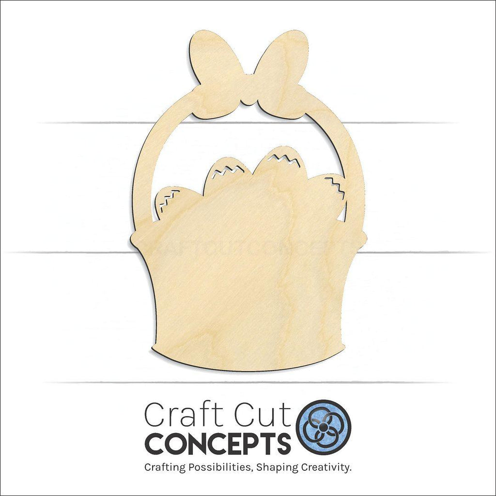 Craft Cut Concepts Logo under a wood Easter Basket craft shape and blank