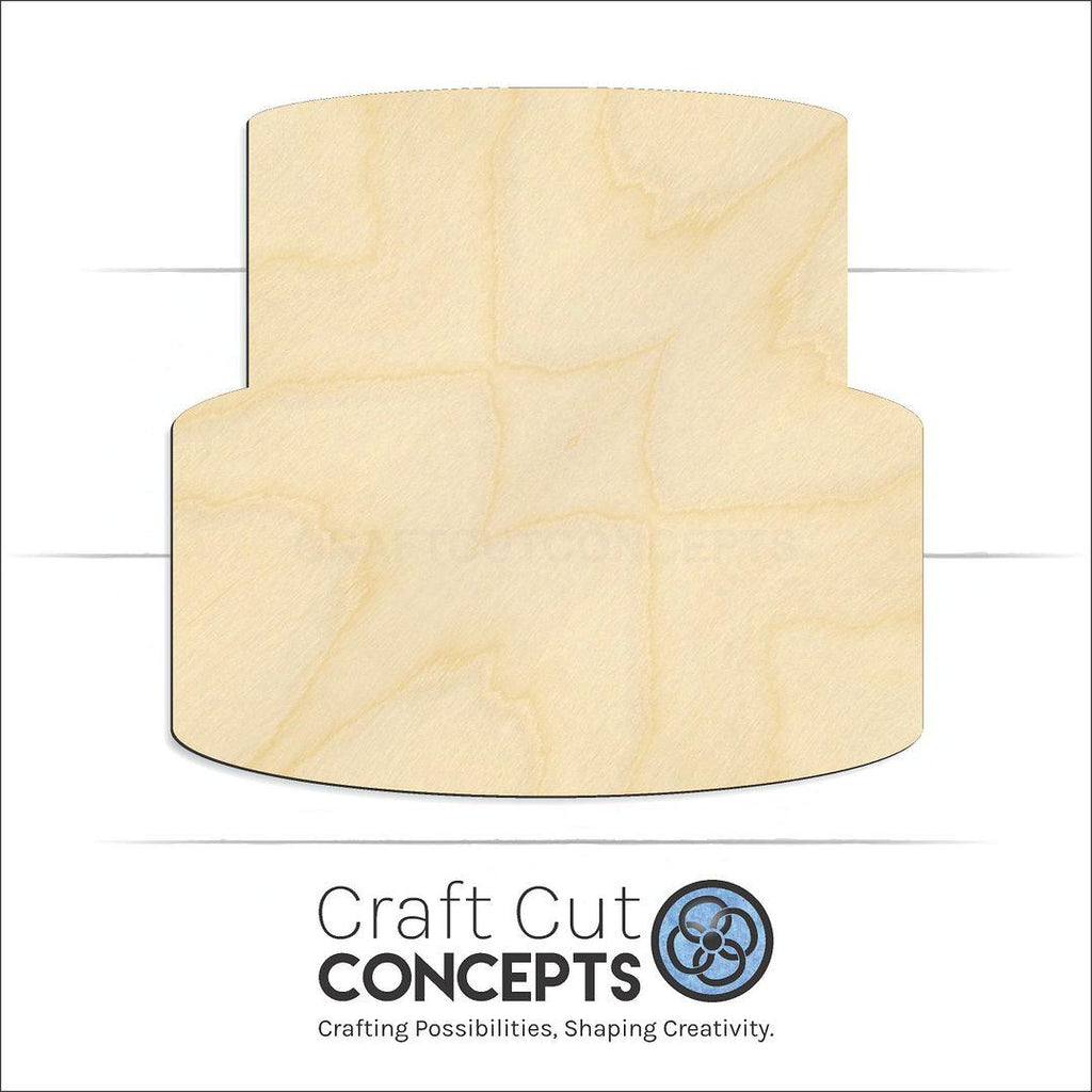 Craft Cut Concepts Logo under a wood Tier Cake craft shape and blank