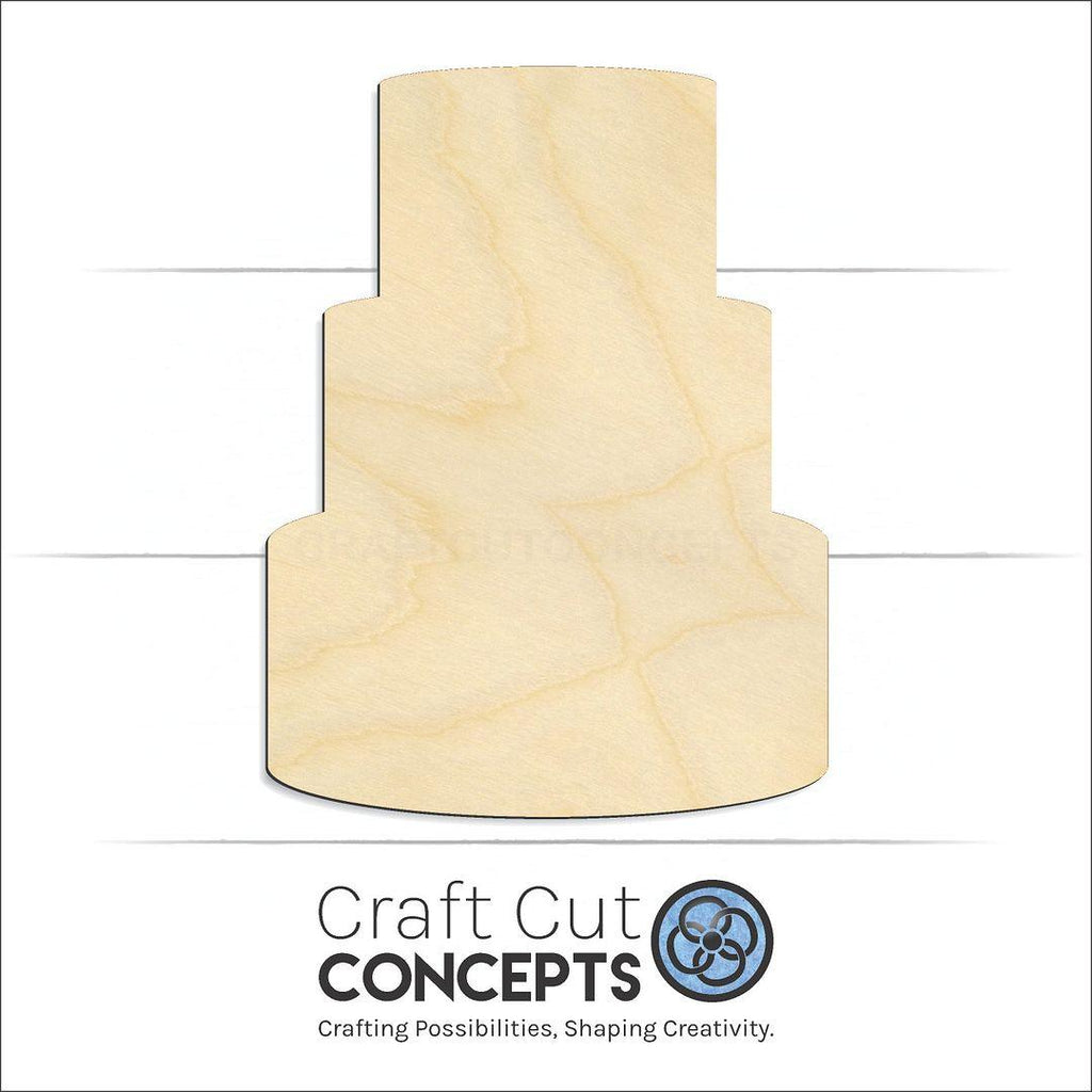 Craft Cut Concepts Logo under a wood Tier Cake craft shape and blank