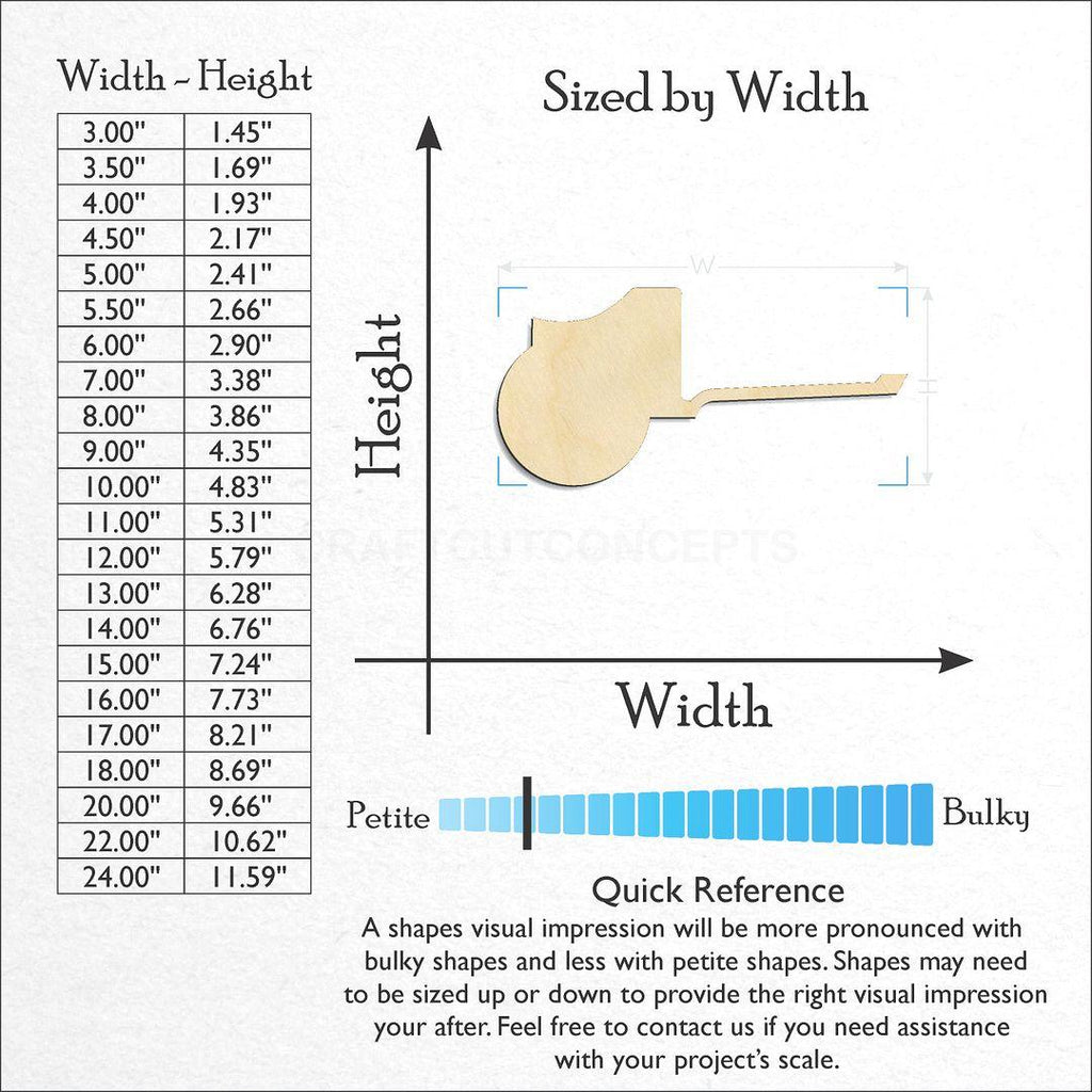 Sizes available for a laser cut Chariot craft blank