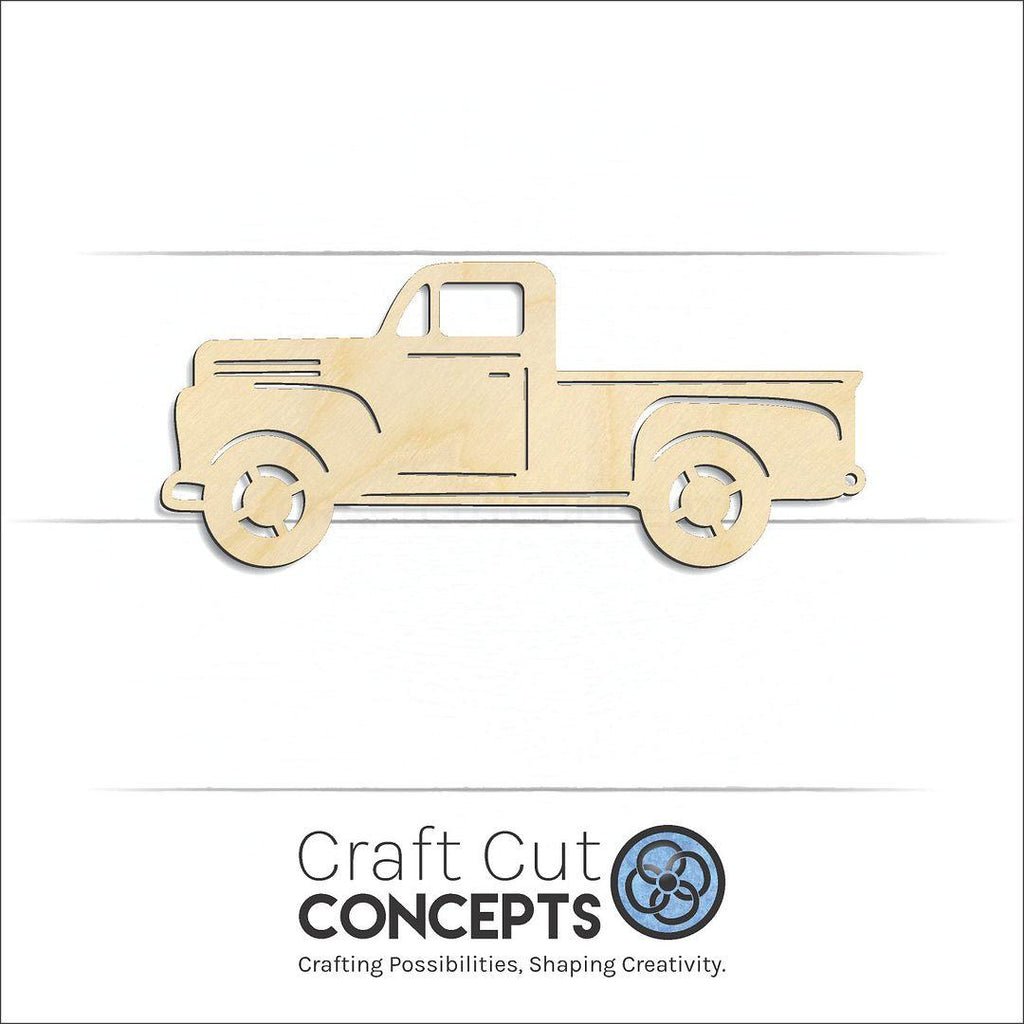 Craft Cut Concepts Logo under a wood Vintage Truck craft shape and blank