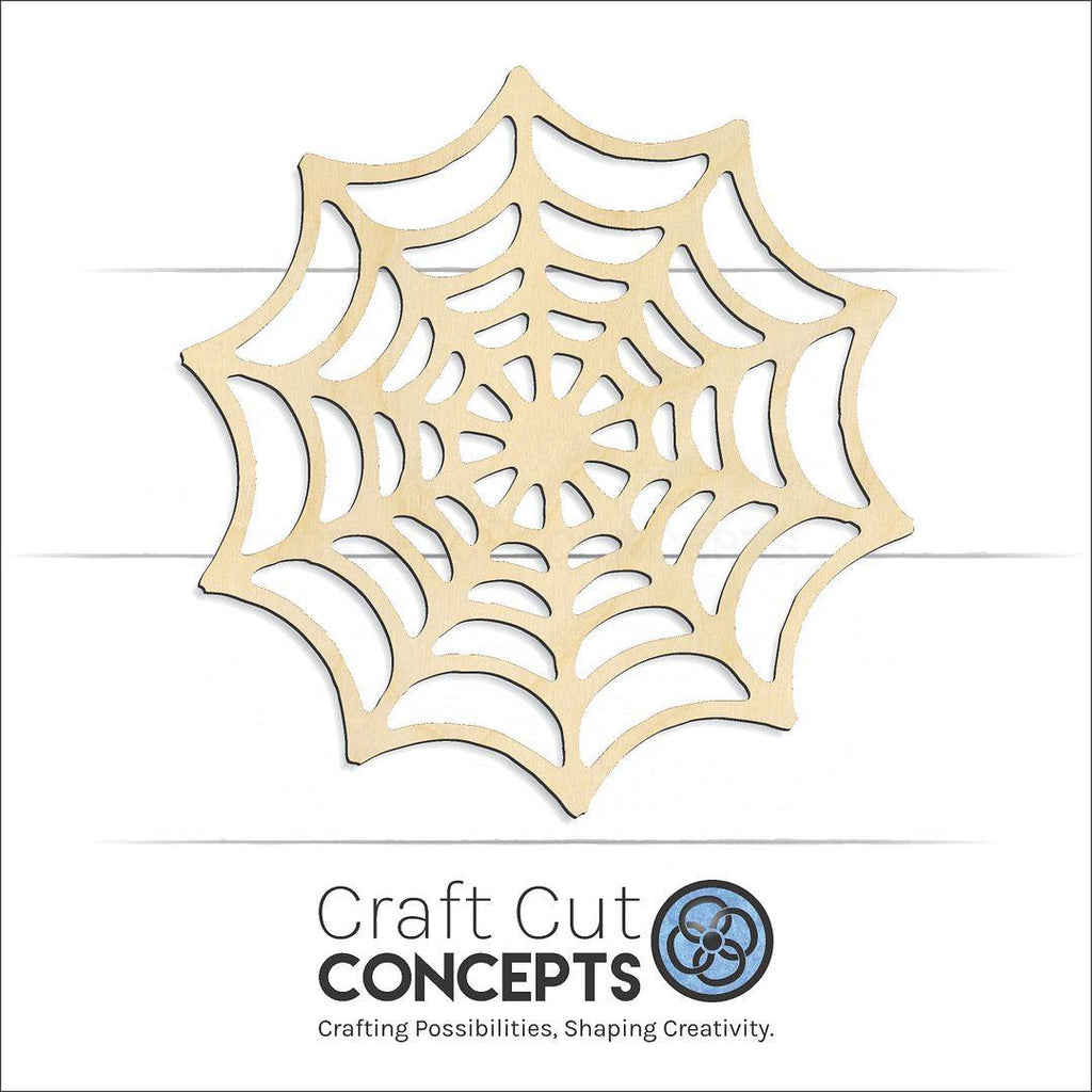 Craft Cut Concepts Logo under a wood Spider web craft shape and blank