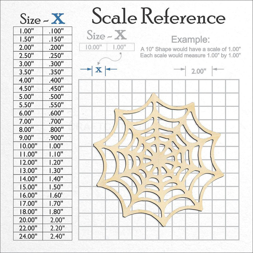 A scale and graph image showing a wood Spider web craft blank