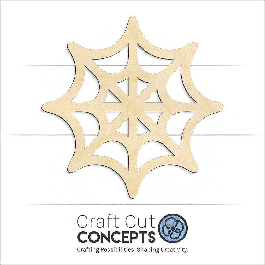 Craft Cut Concepts Logo under a wood Spider web craft shape and blank