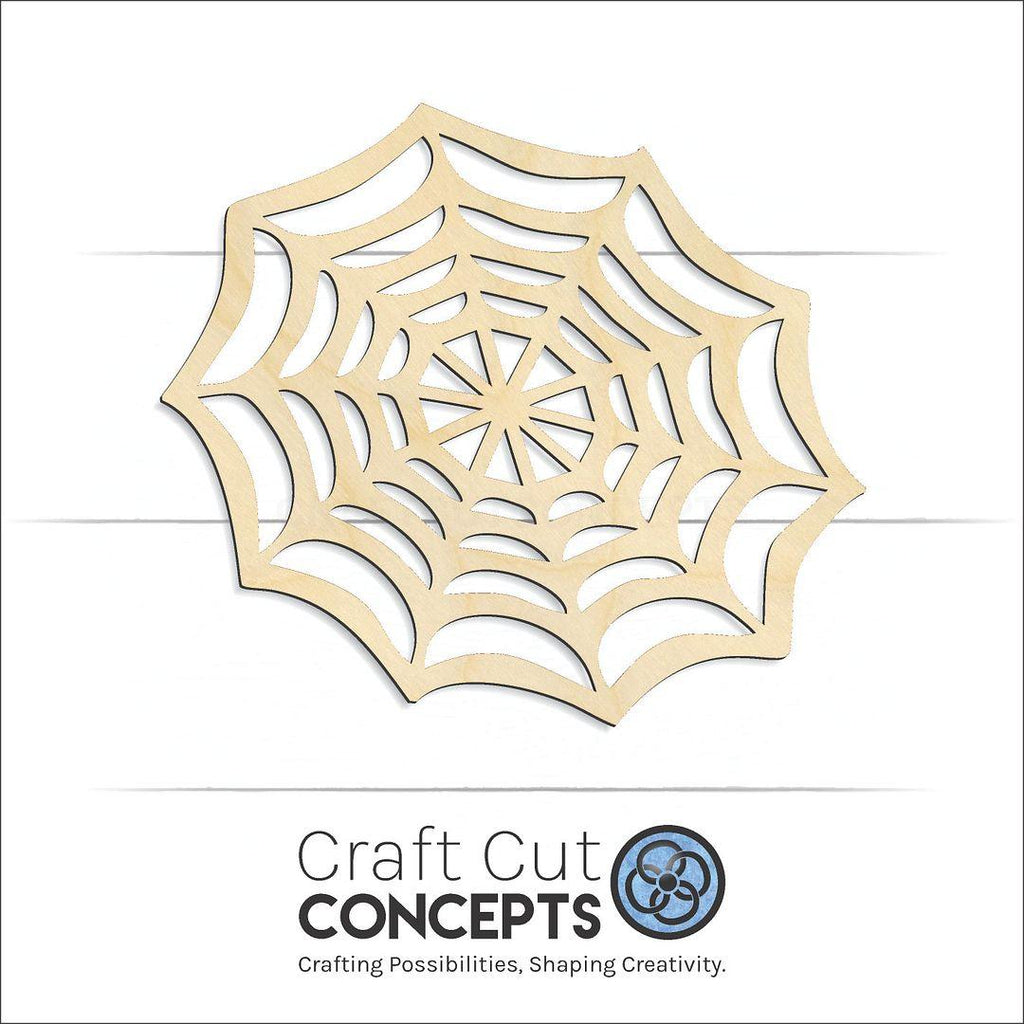 Craft Cut Concepts Logo under a wood Spider web craft shape and blank