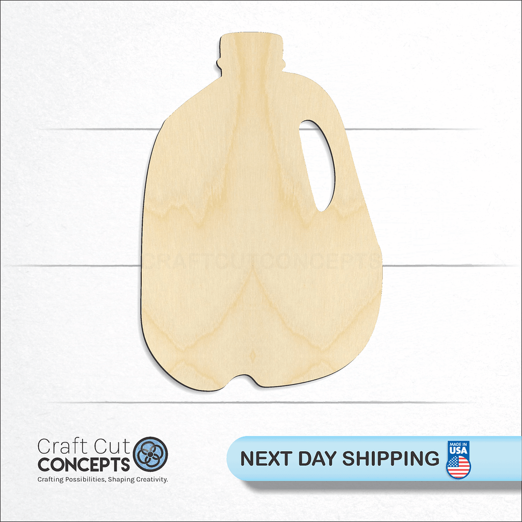 Craft Cut Concepts logo and next day shipping banner with an unfinished wood Milk Bottle craft shape and blank