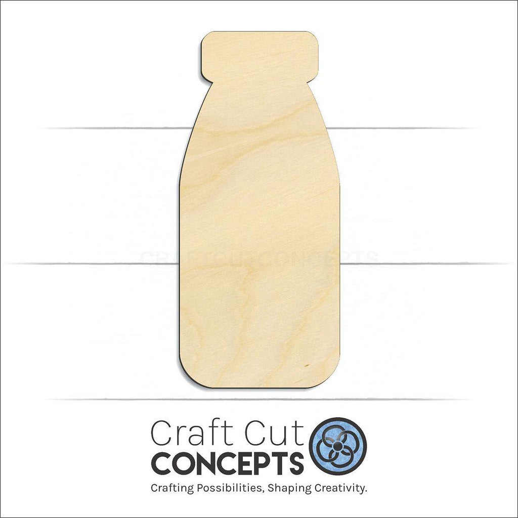 Craft Cut Concepts Logo under a wood Old Milk Bottle craft shape and blank