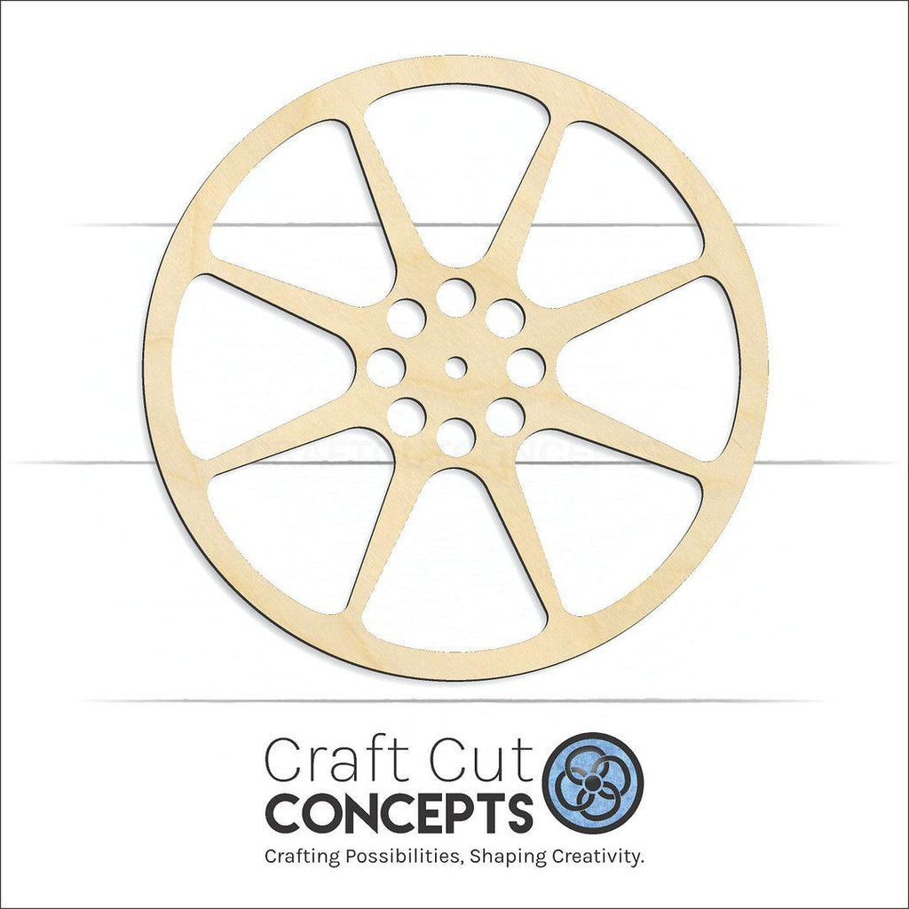 Craft Cut Concepts Logo under a wood Film Reel craft shape and blank