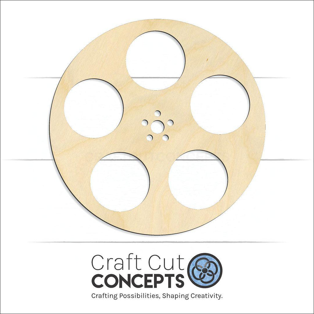 Craft Cut Concepts Logo under a wood Film Reel craft shape and blank