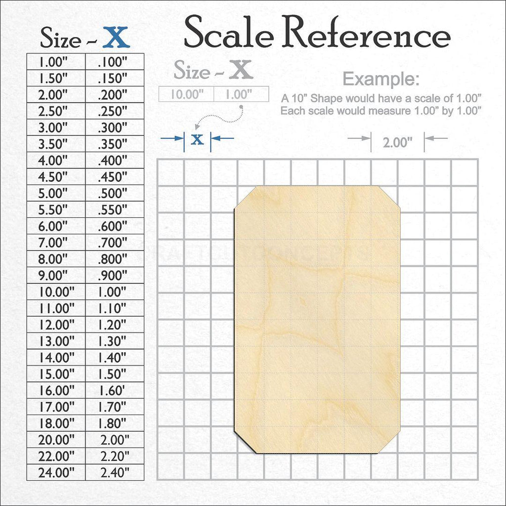 A scale and graph image showing a wood Gem-Rectangle craft blank