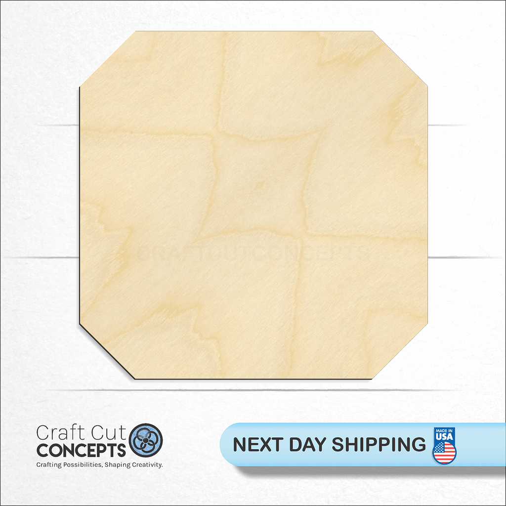 Craft Cut Concepts logo and next day shipping banner with an unfinished wood Gem-Square craft shape and blank