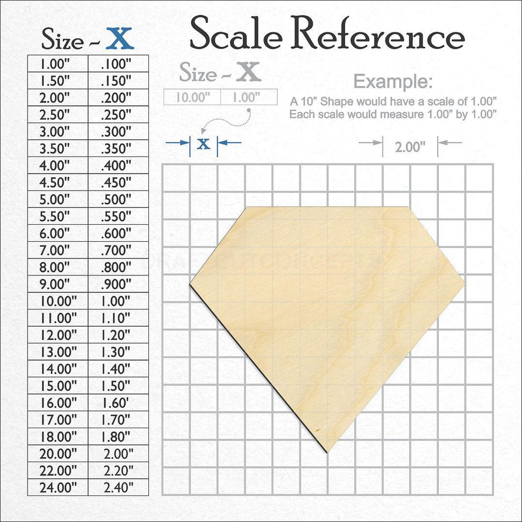 A scale and graph image showing a wood Gem-Diamond Round craft blank