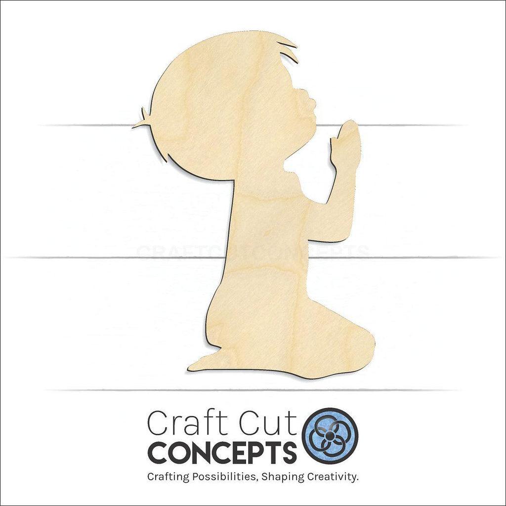 Craft Cut Concepts Logo under a wood Child Praying craft shape and blank