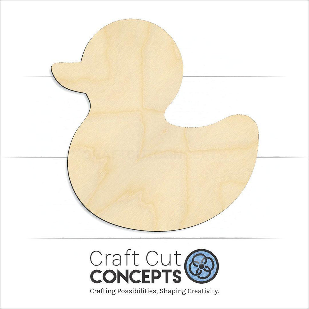 Craft Cut Concepts Logo under a wood Rubber Duck craft shape and blank