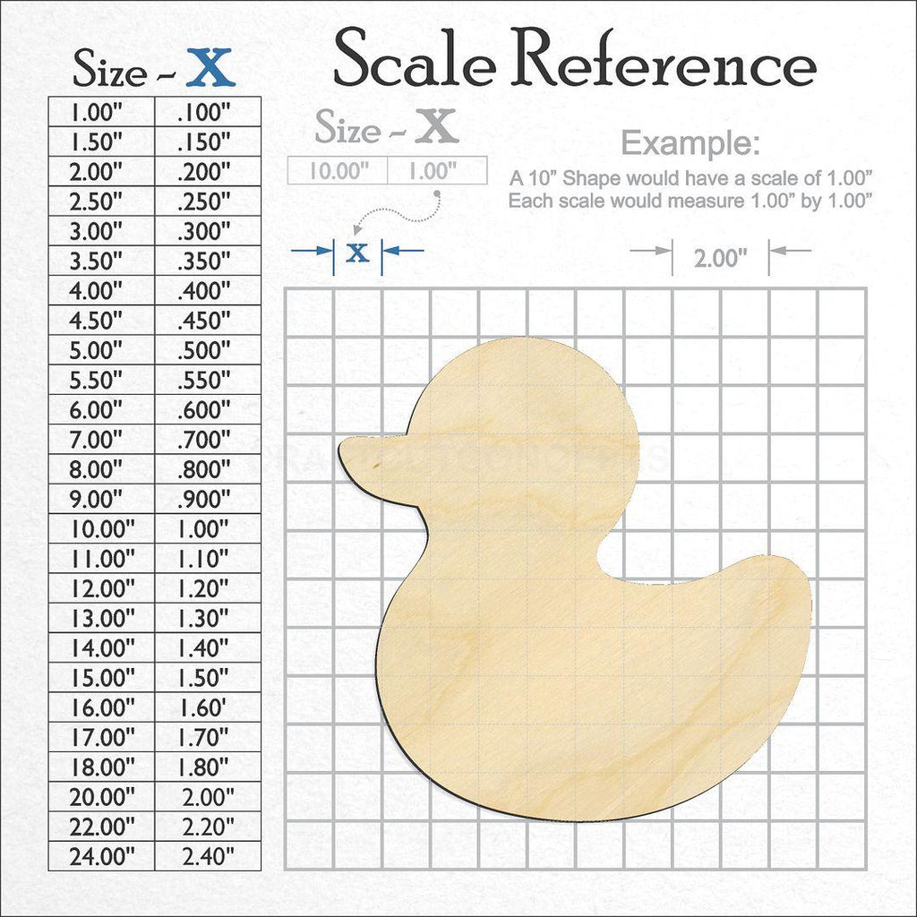 A scale and graph image showing a wood Rubber Duck craft blank