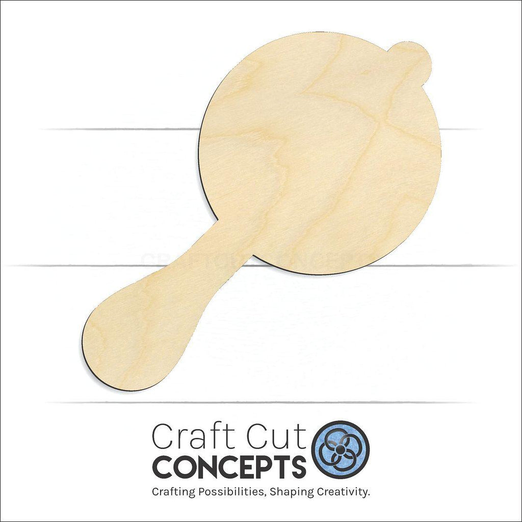 Craft Cut Concepts Logo under a wood Baby Rattle craft shape and blank