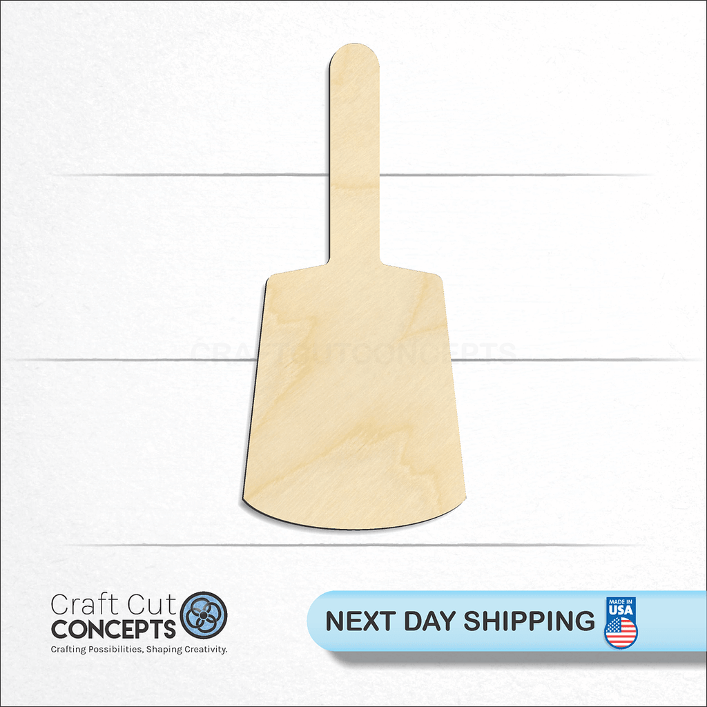 Craft Cut Concepts logo and next day shipping banner with an unfinished wood Cow Bell craft shape and blank