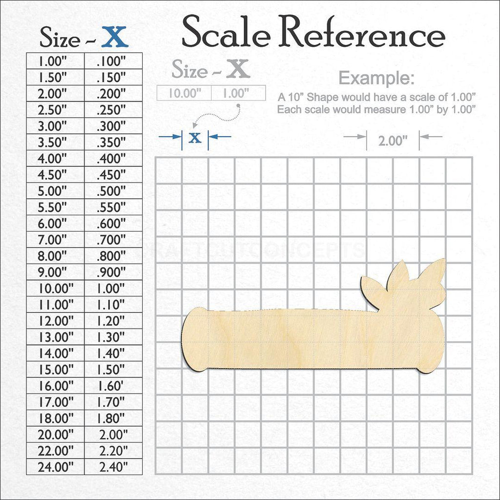 A scale and graph image showing a wood Log with leaves craft blank