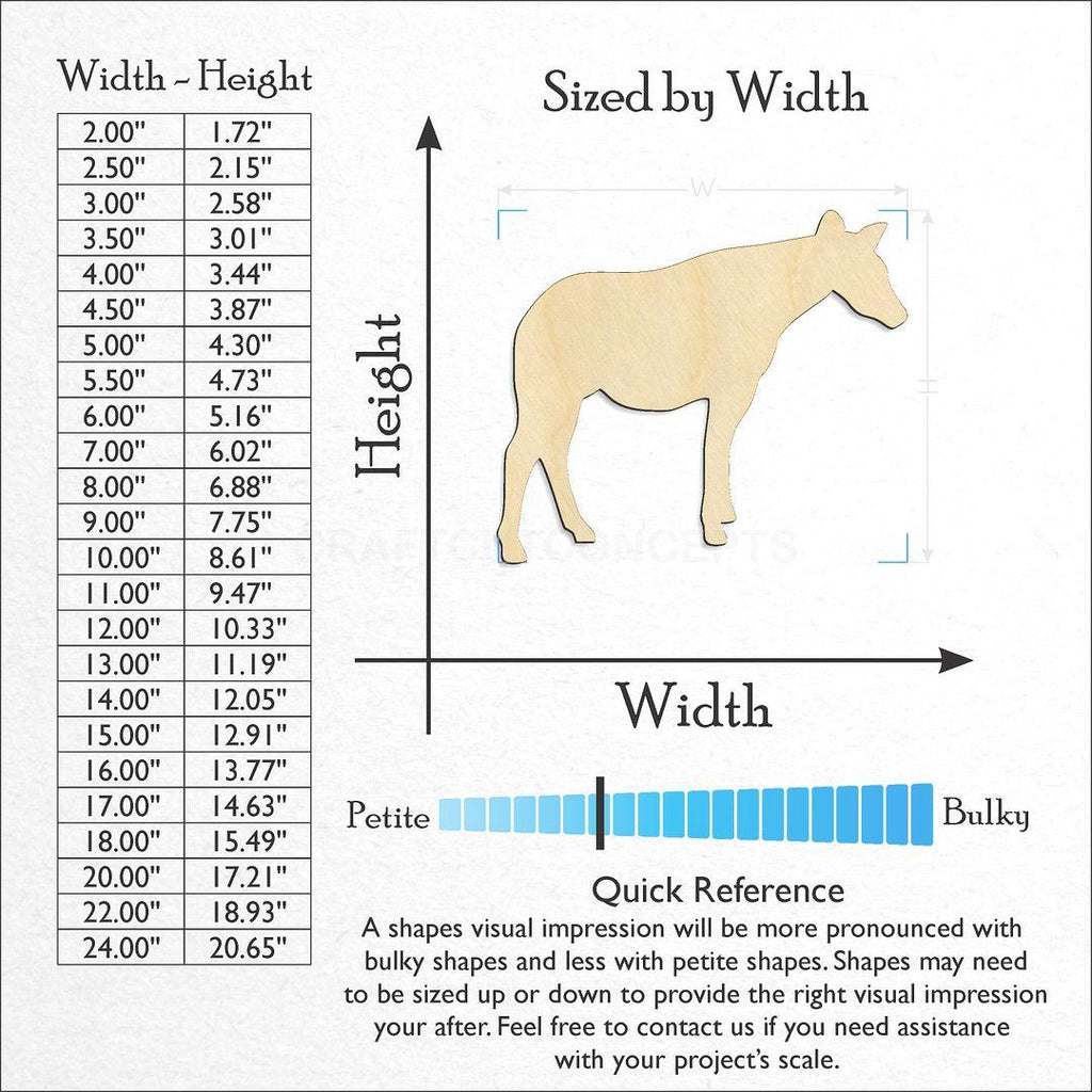 Sizes available for a laser cut Okapi craft blank