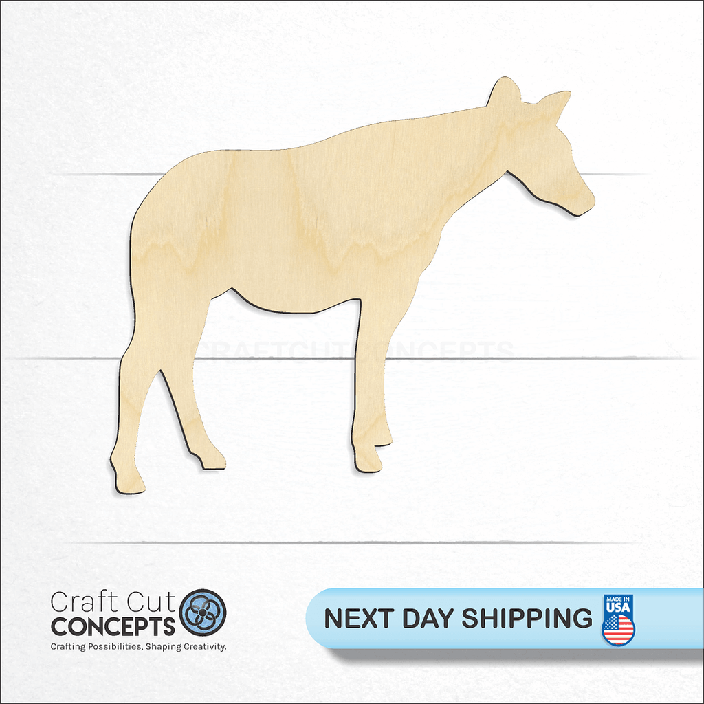 Craft Cut Concepts logo and next day shipping banner with an unfinished wood Okapi craft shape and blank