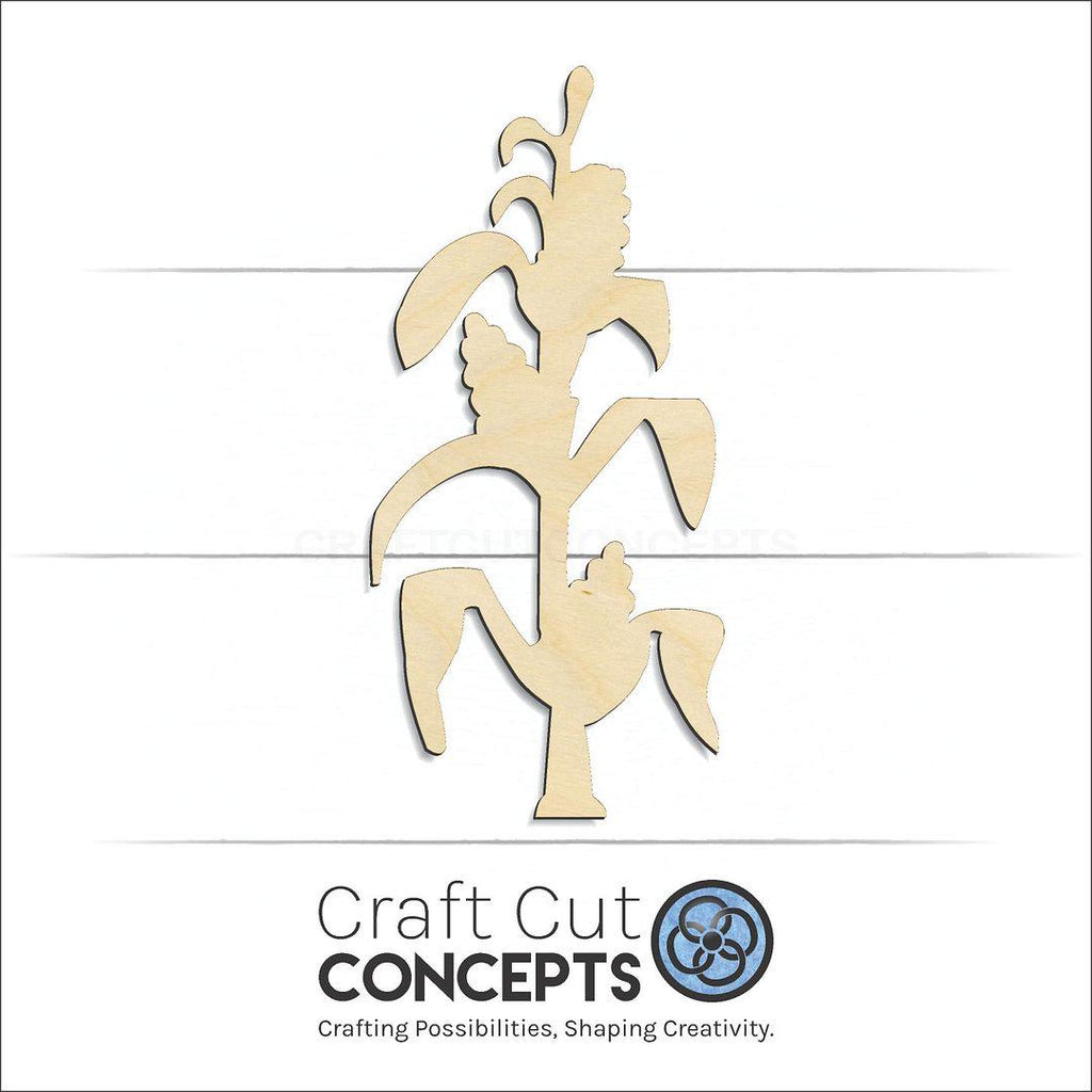 Craft Cut Concepts Logo under a wood Corn Stalk craft shape and blank